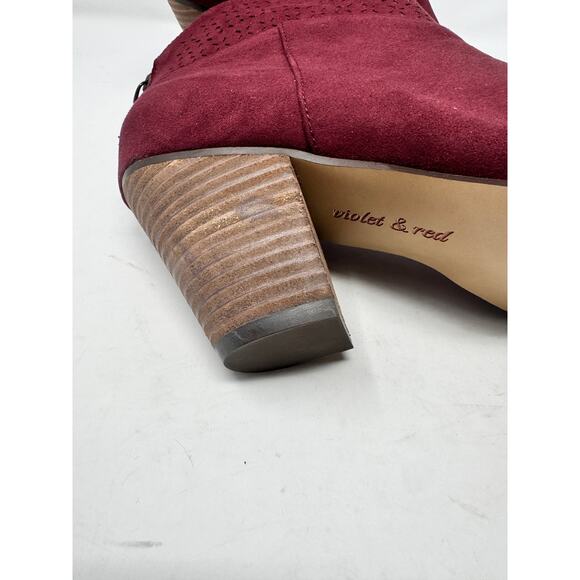 Brand New Violet & Red Women's 9 Burgundy Jackson Lazer Cut Booties Boots - Picture 10 of 11